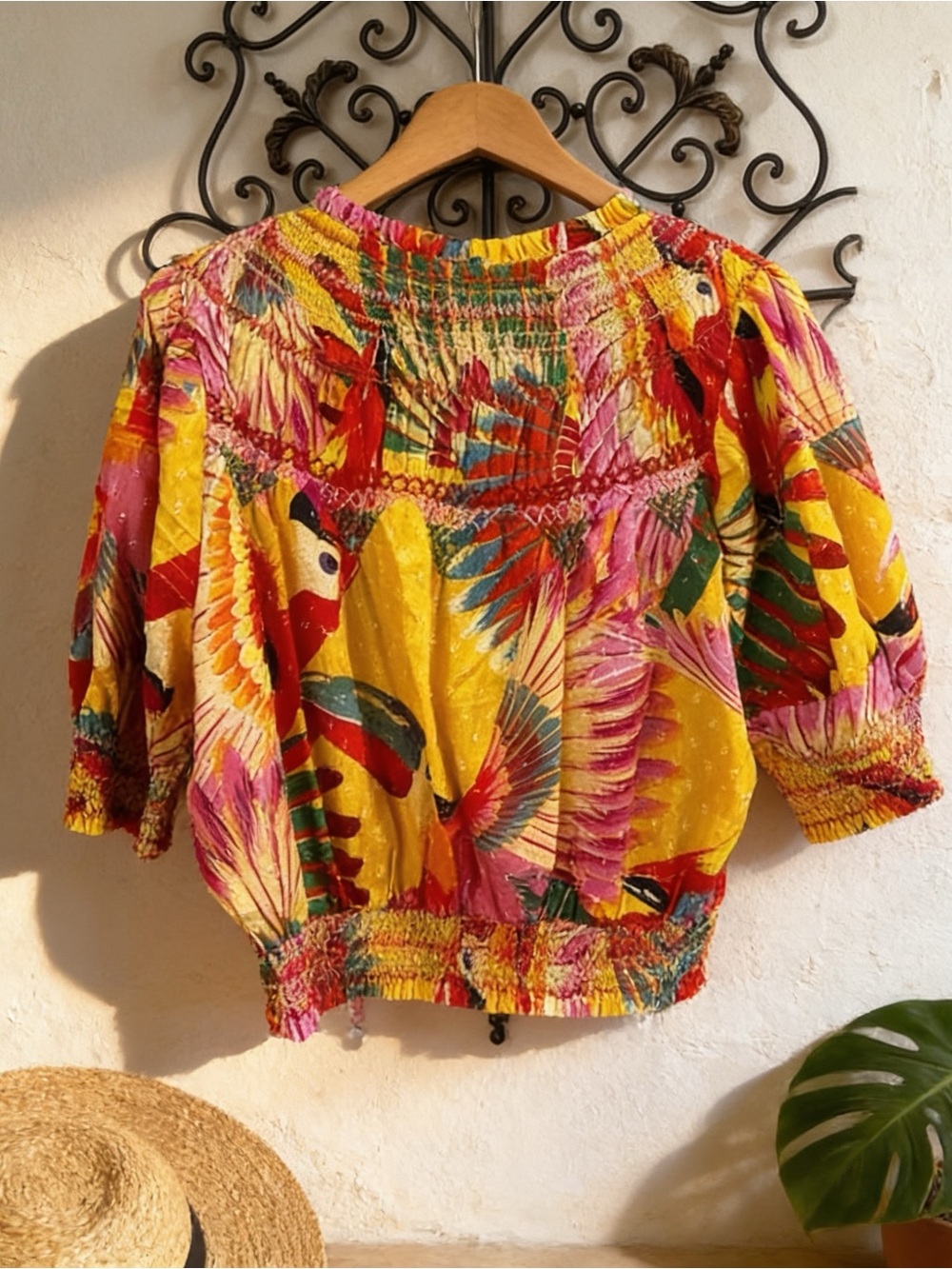 Farm Rio Boho Smocked Crop Top - Multicolor - Picture 2 of 7